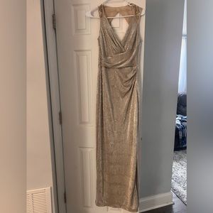 Ralph Lauren Gold/Silver Metallic Formal Dress